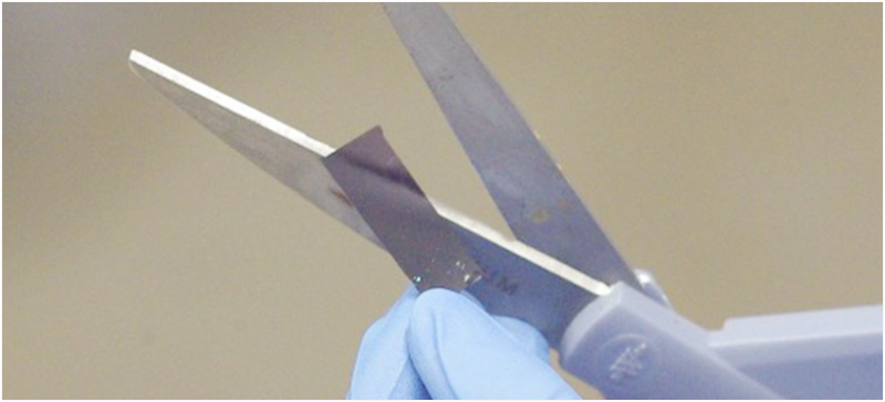 Silicon at 10 µm can even be shaped by cutting, as shown in the photo.  